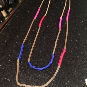 Layered Gold Necklace with colored thread Detail